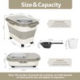 thumbnail image 6 of SSAWcasa 20Lbs Dog Food Storage Container, Collapsible Airtight Dry Food Storage Bins, Rice Food Containers with Wheels Measuring Cup and Scoop (Khaki), 6 of 10