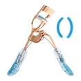 thumbnail image 1 of Rizador de pestañas con mango en forma de corazón para mujeres, 1 Pcs, para viajes de negocios, acero al carbono, PS, azul, tono oro rosa, 1 of 3