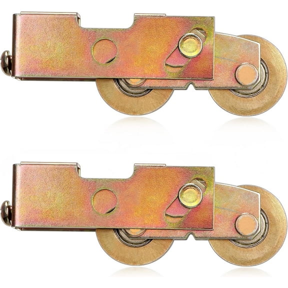 2 Pack Sliding Patio Tandem Door Roller Replacement Kit 1-1/4 Inch Can Hold up 120 kg Heavy Duty Sliding Glass Wheel Assembly, for Glass Screen Door Gate Window Bronze Bronze