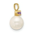 thumbnail image 2 of 14k 7-7.5mm White Round Freshwater Cultured Pearl and .07AM Amethyst Pendant XF741/AM, 2 of 4