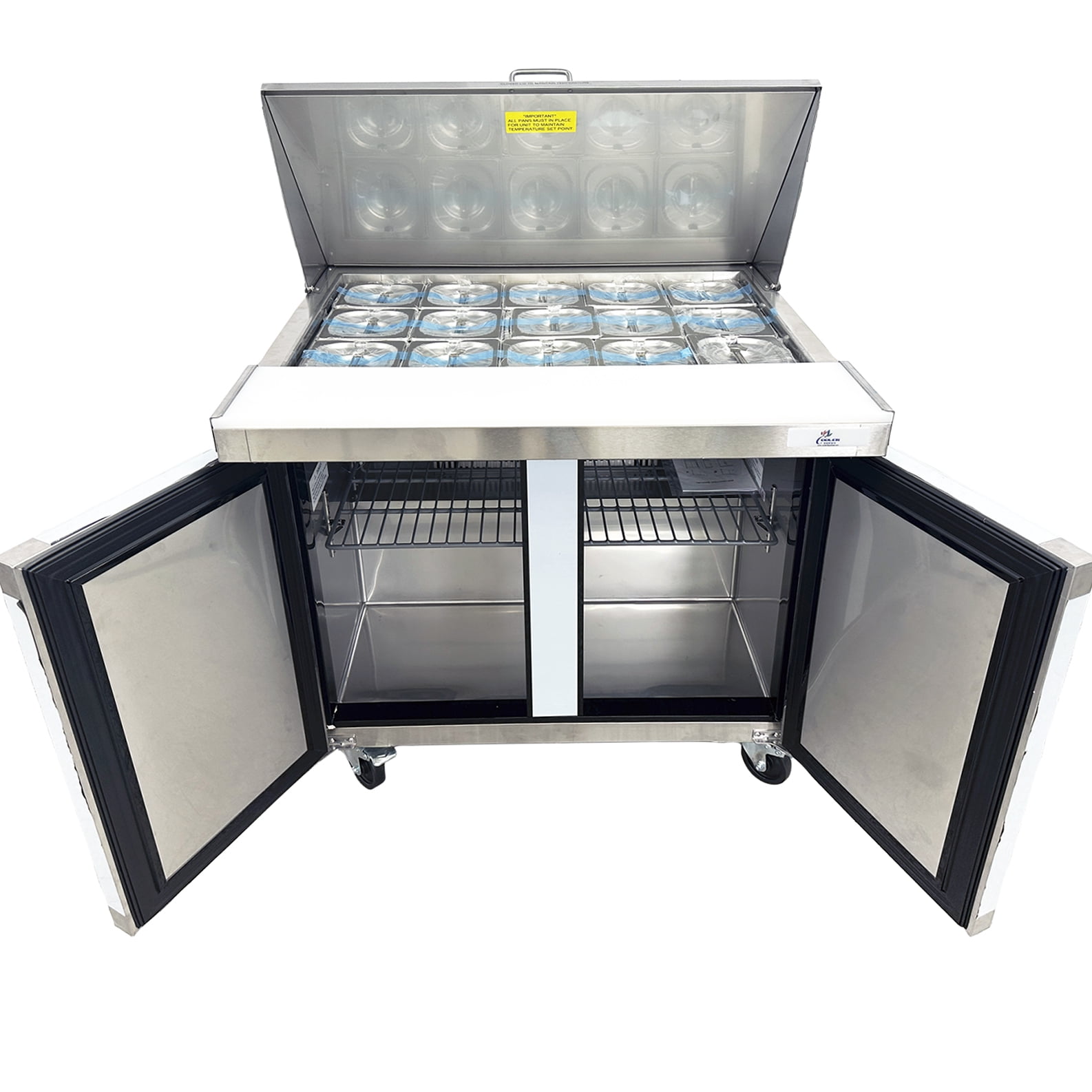Mega 36" Commercial Sandwich Prep Table Refrigerator | NSF Certified | 33–40°F | R290, 9 Cu.Ft. with Cutting Board Refrigerator