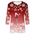 thumbnail image 5 of Gamivast Christmas Shirts for Women Plus Size Three Quarter Sleeve Tops 2025 Fall Crew Neck Xmas Snow Tunic Blouses Holiday Dressy Casual Business Shirts Winter Fashion Vacation Outfits, 5 of 6