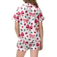 thumbnail image 4 of Pyjama Imprimé Nœud pour Filles Manches Courtes Bouton Haut Shorts Ensemble de Pyjama Maison, 4 of 5