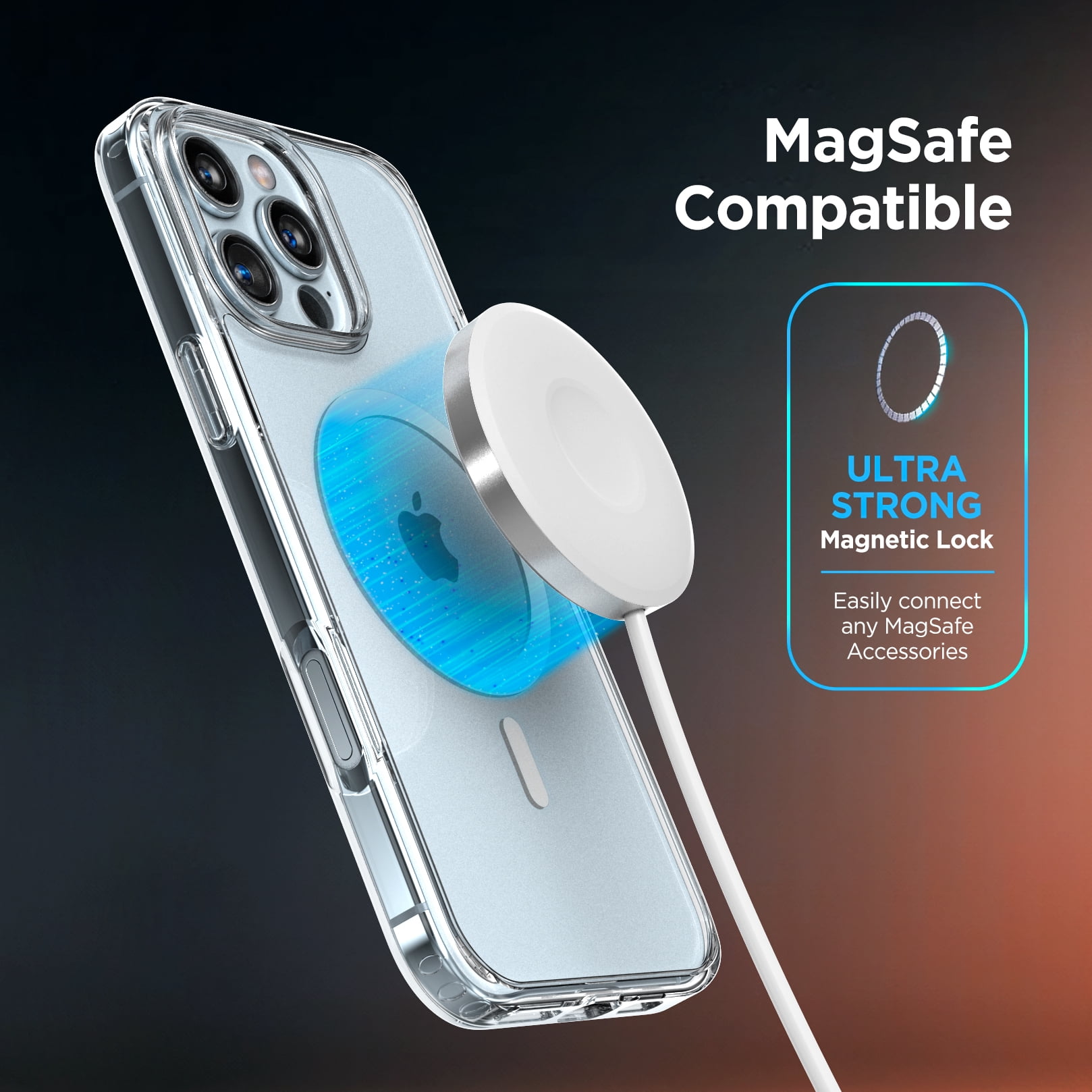 Encased Magnetic Case for iPhone 16 Pro with Belt Clip Phone Holster, Compatible with MagSafe (Crystal Clear)