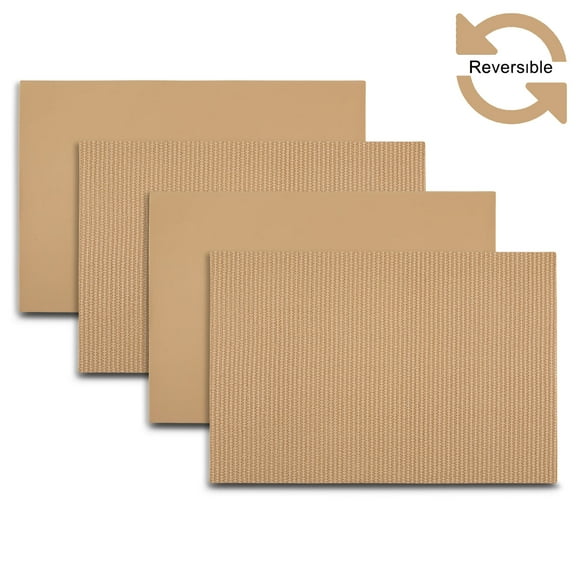 Ala Carte by Dainty Home Hemp Textured Faux Leather Placemats – Set of 4, Reversible, Non-Slip, Washable, Heat & Tear Resistant – 12x18 in Dining Table Mats