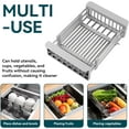 thumbnail image 6 of Adjustable Over-The-Sink Dish Drying Rack with Stainless Steel Drain Basket - Portable & Telescopic Space-Saving Solution for fruit vegetable, 6 of 9