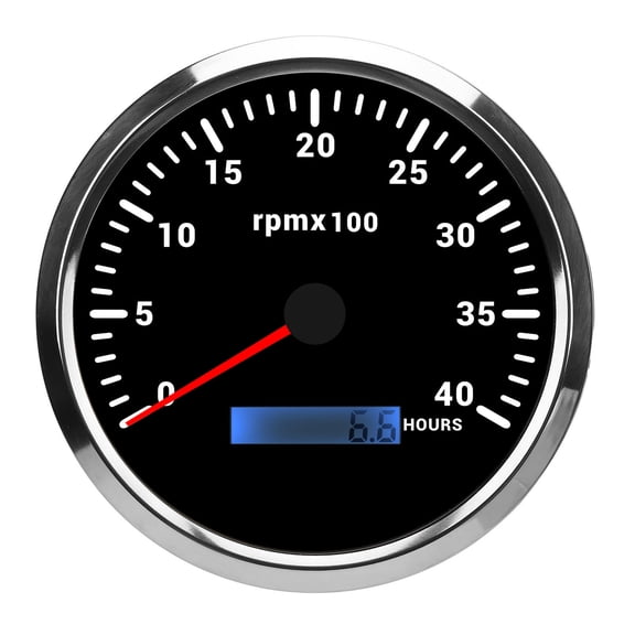 Sorven Boat Gauge with Hour Meter Marine RPM Gauge, Easy Setup 110mm Tachometer 4000RPM for Truck Tractor Trailer Black Dial Silver Bezel CXA005
