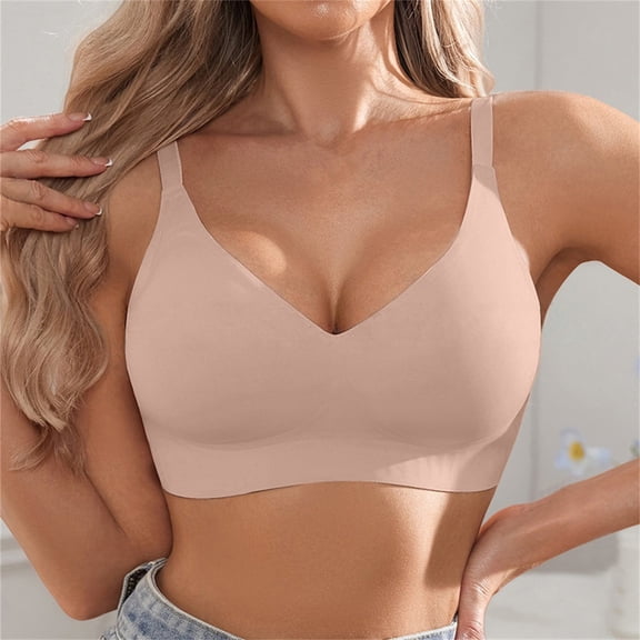 MVRLSH Jelly Bras For Women Womens Wireless Bra Supportive Full Coverage Correction Anti Sagging Soft Pink S-Xxl