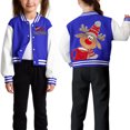 thumbnail image 7 of Staki Christmas Jackets Girl's Jacket Christmas Print Long Sleeve Baseball Bomber Jacket Coat(Blue,7-8 Years), 7 of 7