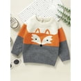 thumbnail image 3 of Bslissey Toddler Baby Boys Girls Knit Sweater Long Sleeve Contrast Color Fox Print Pullover Jumper Tops Infant Cute Knitwear for Casual Daily 6M 9M 12M 18M 24M 3T, 3 of 9