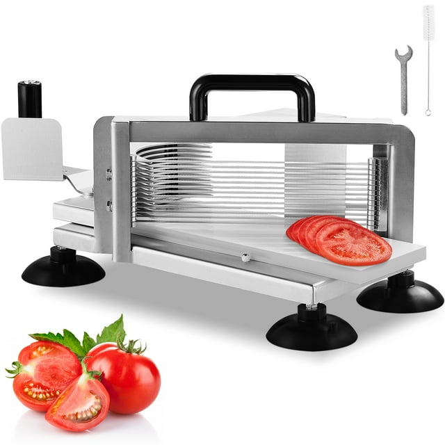 VEVOR Trancheuse Commerciale pour Tomates, Coupe-Tomates Trancheuse 1/4 Pouce, Machine Trancheuse pour Tomates en Acier Inoxydable Robuste, Trancheuse Manuelle pour Tomates avec Pieds Antidérapants