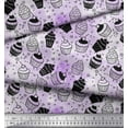 thumbnail image 2 of Soimoi Purple Silk Fabric Circle & Cupcakes Party Print Sewing Fabric Yard 42 Inch Wide, 2 of 3