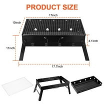 17x10in Foldable Portable BBQ Grill - 4.4lbs Stainless Steel, Easy Setup For Camping Picnics