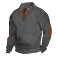 thumbnail image 7 of IAJDKMEK Men's Stand Collar Button Sweater - Jacquard Knit Long Sleeve Casual Outdoor Pullover, Sweaters for Men Hiking Travel Daily Wear,Dark Gray XL, 7 of 7