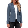thumbnail image 2 of Husipze Women's Work Office Blazer Stretch Slim Fit Lapel Collar Long Sleeve Crop Suit Blazer Open Front Blazer Jacket with Pockets Navy S, 2 of 8