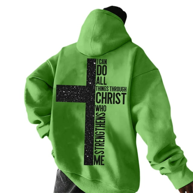 Men's Blend Solid Color Hooded Sweater with Coconut Print Design Long Sleeve Casual Pullover for Everyday Wear