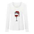 thumbnail image 4 of Pntutb Moda Mujer Cuello en V Camiseta de manga larga Otoño Navidad Impresión Blusa suelta tops Pntutb Pntutb-5122, 4 of 5