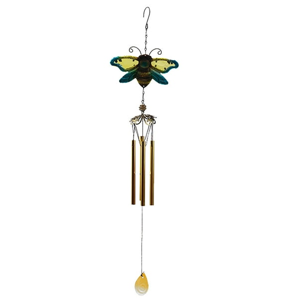 Jikolililili Bee Wind Chimes, Stained Metal Glass Unique Memorial Wind