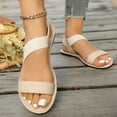 thumbnail image 6 of Elastic Ankle Strap Flat Sandals for Women Comfortable Elastic Strappy Sandals Round Toe Summer Slides for Walking Beach & Travel, 6 of 9