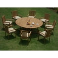 thumbnail image 4 of Teak Dining Set:8 Seater 9 Pc -72" Round Table And 8 Cahyo Stacking Arm Chairs Outdoor Patio Grade-A Teak Wood WholesaleTeak #WMDSCH5, 4 of 4