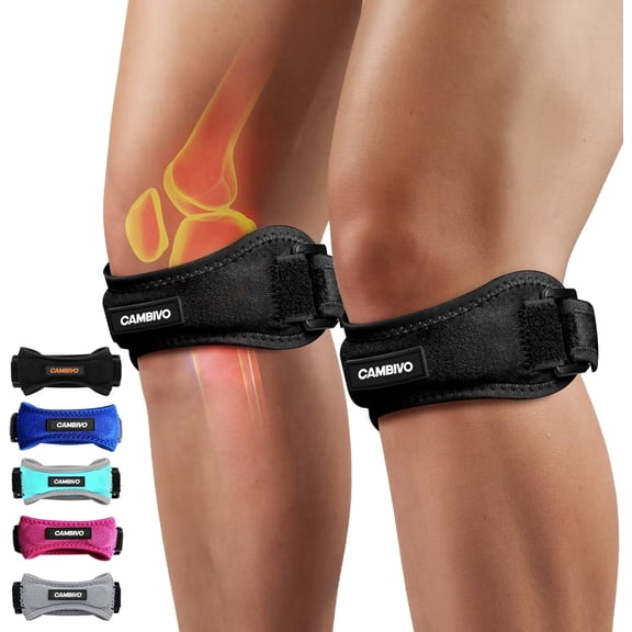 2 Pack Knee Brs for Women and Men, Patella Support Strap, Tendonitis, Basketball, Running, Hiking, Volleyball, Tennis, Squats