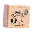 thumbnail image 2 of GUOOL Cat Stamp 1.2 inch Small Wooden Rubber Stamp for Journal Letter Scrapbooking Cheers, 2 of 9
