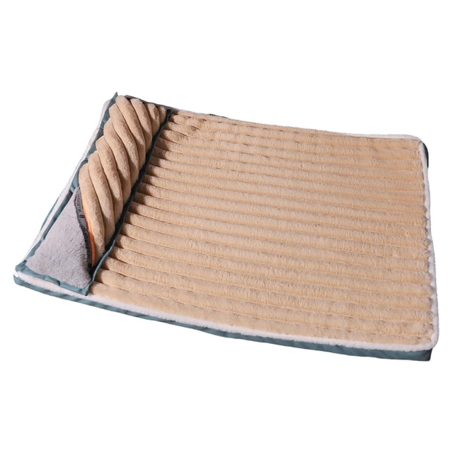 Colchoneta suave y cálida para mascotas, ideal para perros y gatos, con almohada. Café 97x66x4.5cm