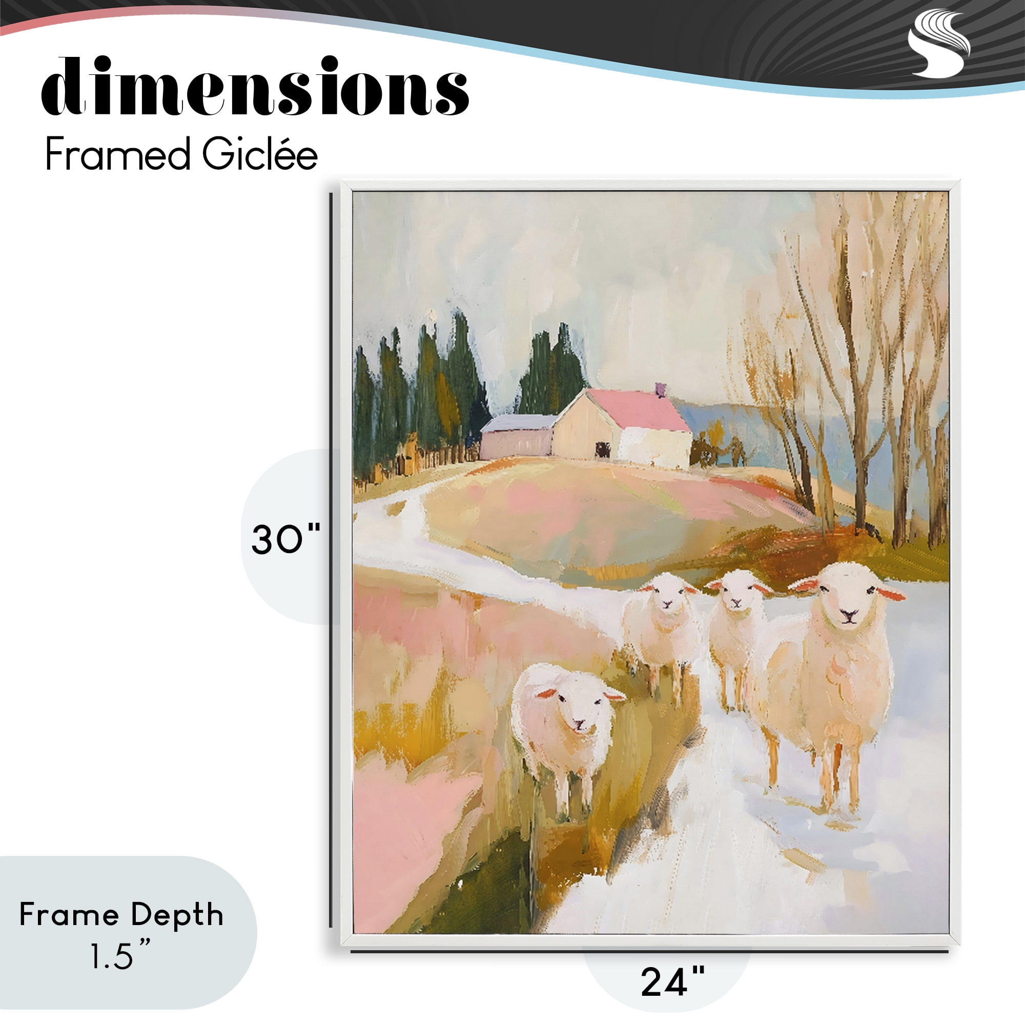 Stupell Industries Sheep on the Roadside Pasture White Framed Giclee Art, design by The Prints Vibe