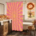 thumbnail image 5 of Boho Sun Shower Curtain, Waterproof Shower Curtains for Bathroom, Vintage Abstract Minimalist Sunshine Lines Pink Washable Fabric Bathtub Curtain Set Bath Decor with 12 Hooks 72"x78", 5 of 8
