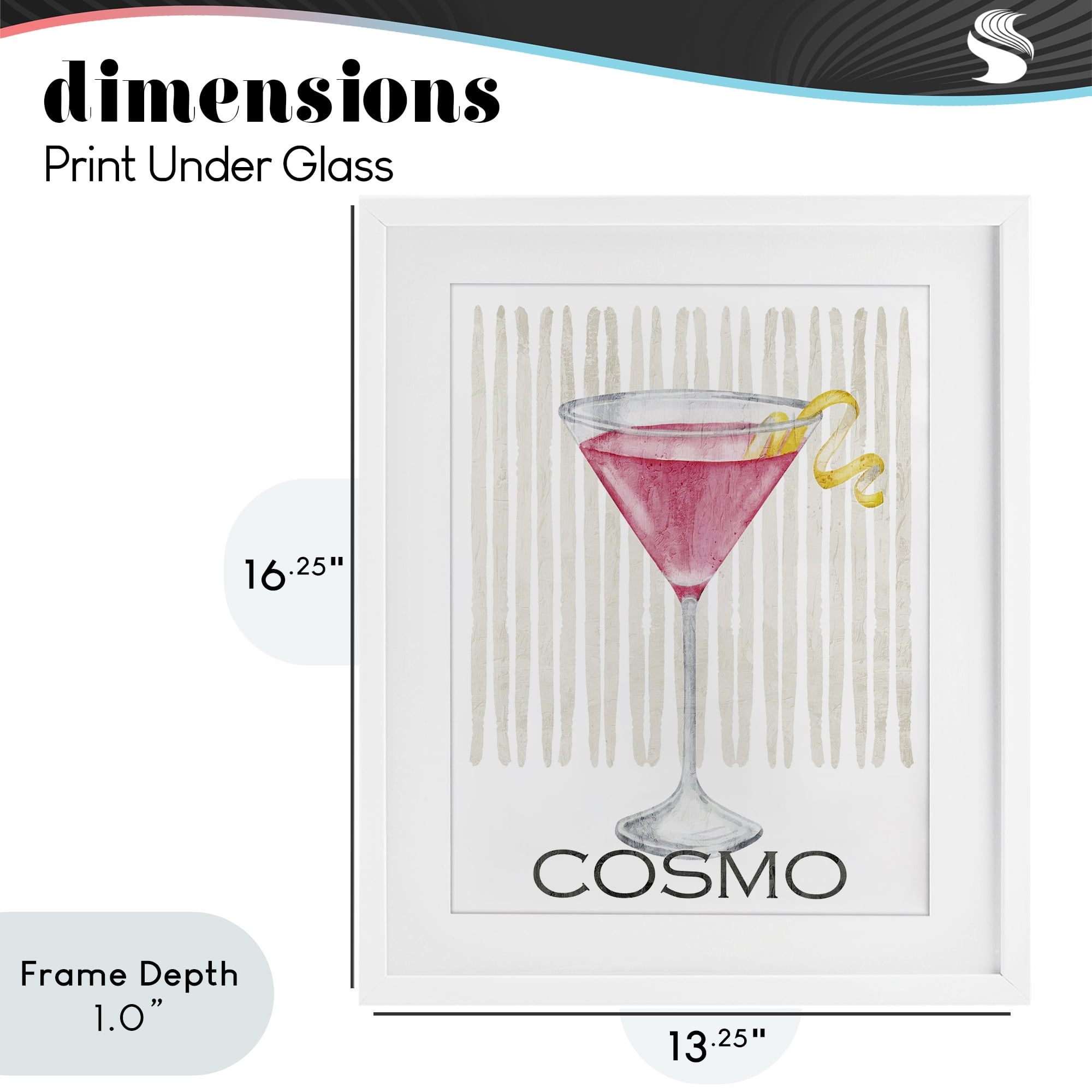 Stupell Industries Pink Cosmo on Stripes White Framed Print Under Glass, design by Kim Allen