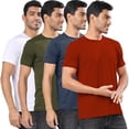 thumbnail image 6 of London Hills Solid Men Round Neck Half Sleeve Tshirt | Cotton Blend Multicolor T-Shirts - Pack of 4, 6 of 7