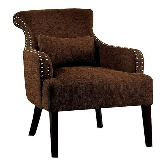 Bowery Hill Contemporary Fabric Upholstered Accent Chair in Brown