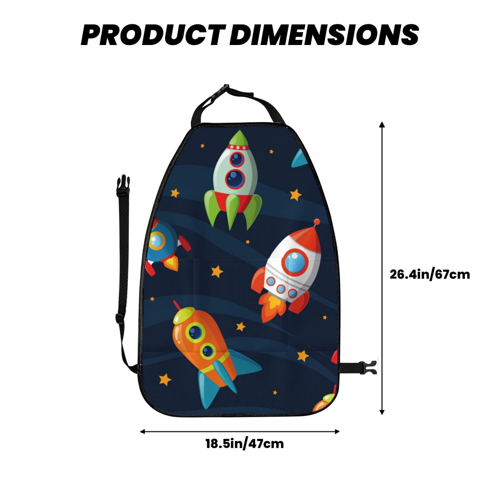 Kdxio Spaceships and Stars Print 2 Pack Car Kick Mat Seat Cover Back Protector Mat with Pockets for Organizer Backseat Protector and Storage Anti Kick Pad for Vehicles