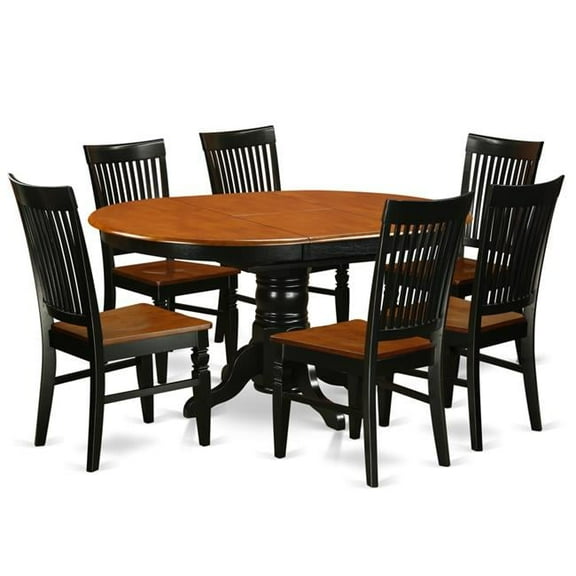 East West Furniture KEWE7-BCH-W Dining Set with a Kitchen Table & 6 Wood Dining Chairs, 7 piece - Black & Cherry