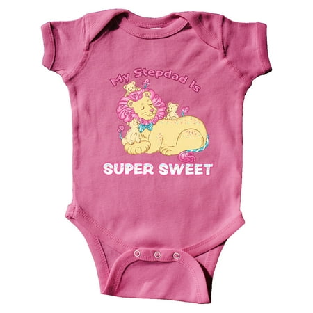 

Inktastic My Stepdad Is Super Sweet Cotton Candy Lions with Pink Mane Gift Baby Boy or Baby Girl Bodysuit