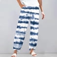 thumbnail image 2 of WTOBBY Women's Pleated Flowy Wide Leg Beach Pants - Crinkle Fabric Summer Trousers with Elastic Waist & Versatile Styling for Resort Wear,Cyan XL, 2 of 5