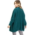 thumbnail image 4 of Lana Roux Women's Juniors Popcorn Fuzzy Eyelash Knit Cardigan (Teal, Medium-Large), 4 of 4
