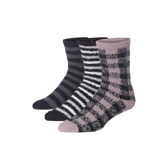 JAMES FIALLO Men's 3-Pairs Cozy Microfiber Anti-Skid Soft Fuzzy Crew Socks