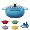 thumbnail image 3 of Ktaxon 5QT Enameled Cast Iron Dutch Oven with Upgraded Textured Handles, Petal-Shaped Design, Induction Compatible, Oven Safe to 500°F, Ocean Blue, 3 of 13