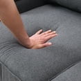 thumbnail image 6 of Upholstered Sectional Sofa with Console,114.2inch Modern 4 Seater Sofa Fabric Sofa with 4 Pillows and 2 Cup Holders and 2 USB Ports for Living Room, Apartment, Office,DARK GREY, 6 of 7