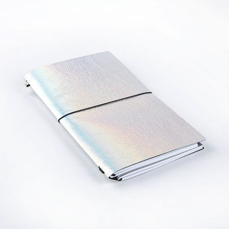 case of 72 travel journal glitter notebook  pu white laser card paper with elastic band decoration notepad writing stationery diy notebooks writing planner for students office school girl gifts  30 sheets 4x8