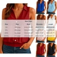 thumbnail image 3 of ClodeEU Women's Lapel Collar V Neck Sleeveless Button Down Blouse,Casual Loose Shirt With Stretch Hem Brown,Women's Plus XL, 3 of 7