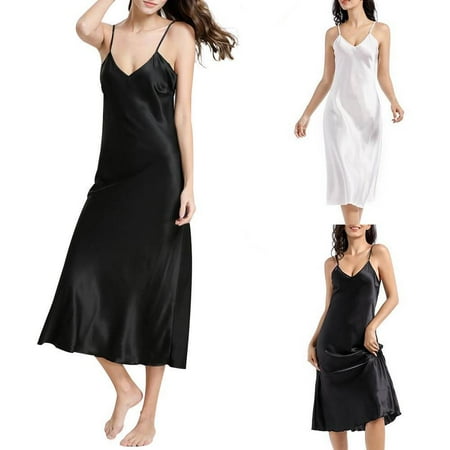 

Womens Satin Silk Slip Robe Dress Sexy Lingerie Sleepwear Nightdress Nightgown