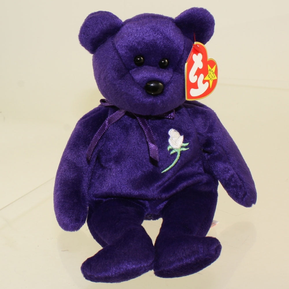 TY Beanie Baby - PRINCESS the Purple Bear (PE pellets - Made in Indonesia Version - 1997) (8.5
