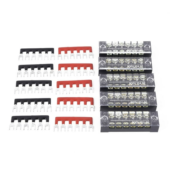 sailesiti 6Points Screw Terminal Blocks Bus Bar Auto Marine Power Distribution Terminal Block Set 15A 600V Practical Fashion