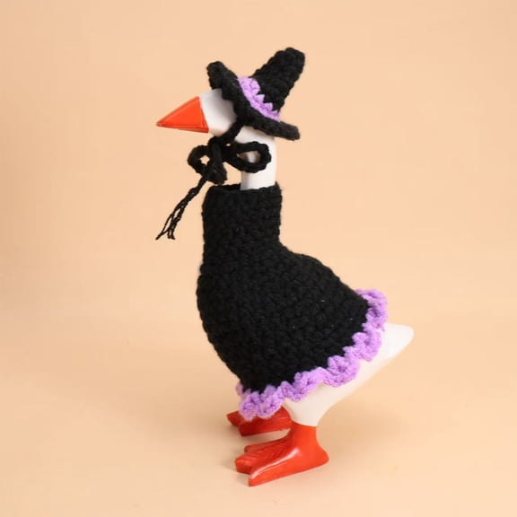 Desk Goose Outfits St. Patrick's Day Easter 7'' Goose Witch Clothes with Black Hat (Black Witch)