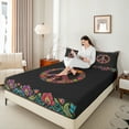 thumbnail image 4 of Homewish Boho Peace Sign Full Size Sheets 4-Piece for Female Men,Hippie Peace Symbol Breathable Bed Sheets,Bohemian Flower Lightweight Sheet Sets,Luxury Bedroom Decor, 4 of 7