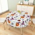thumbnail image 2 of Nanqianyi Halloween Tablecloth 70×70 Inch Round, Orange Pumpkin Table Cloth for Party Decoration, Bat Cartoon Themed Waterproof Table Cover for Dinner Decor, 2 of 10