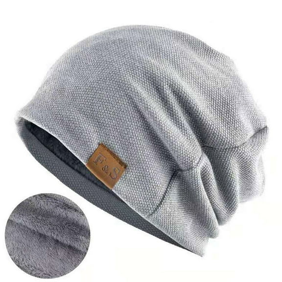 Zunfeo Hats for Women Men Plush Winter Beanie Warm Knit Hats Fall Stocking Hat Headwear Gray