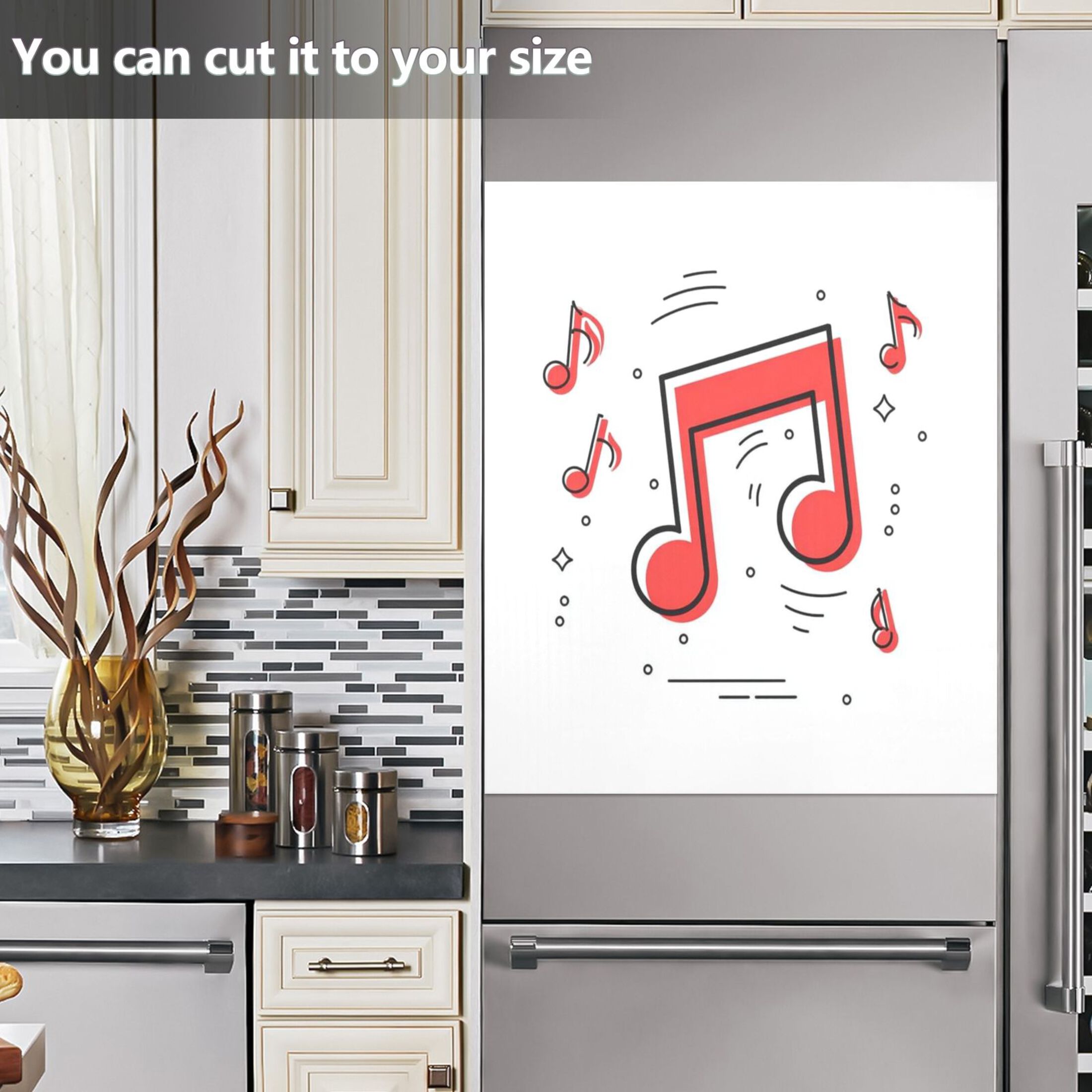 IAUYY Magnetic decorative sticker - 23x26 Inch PVC Refrigerator Decorative Cover, Removable DIY Art for Kitchen Appliances Fun Music
